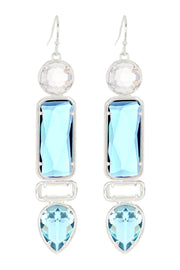 Sky Blue & Moonstone Crystal Drop Earrings - SF