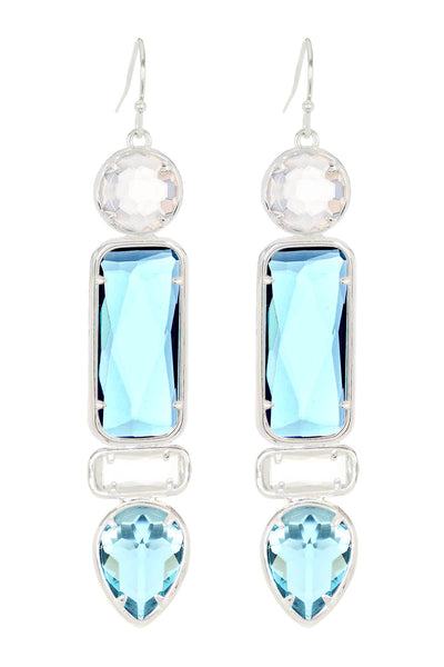 Sky Blue & Moonstone Crystal Drop Earrings - SF