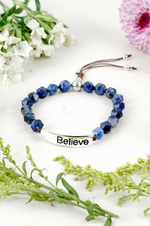 Lapis Mala Beads Believe Bracelet - SF