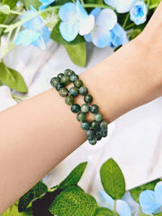 Moss Agate 6mm Beads Braided Bracelet - GF