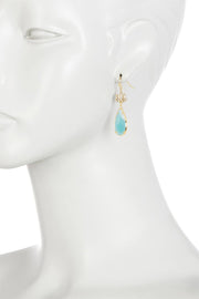 Amazonite Crystal & Lotus Drop Earrings - GF