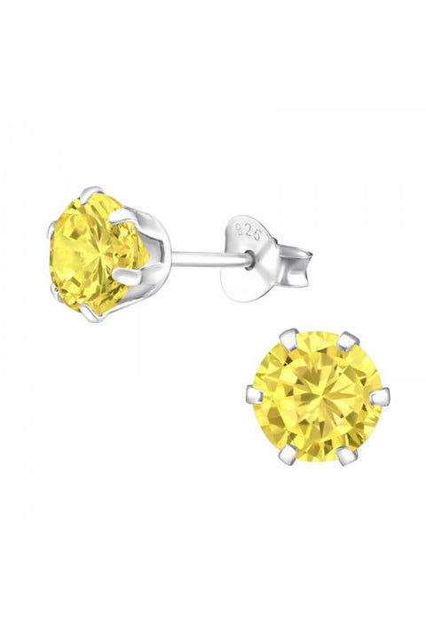 Sterling Silver Round 6mm Ear Studs With Cubic Zirconia - SS