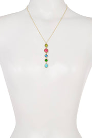 Turquoise & Mixed Crystal Y Necklace - GF