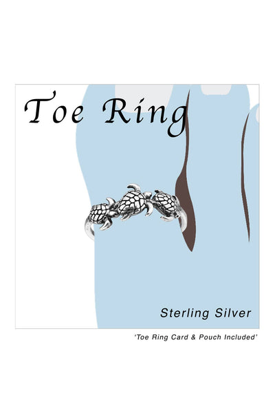 Sterling Silver Turtle Adjustable Toe Ring - SS