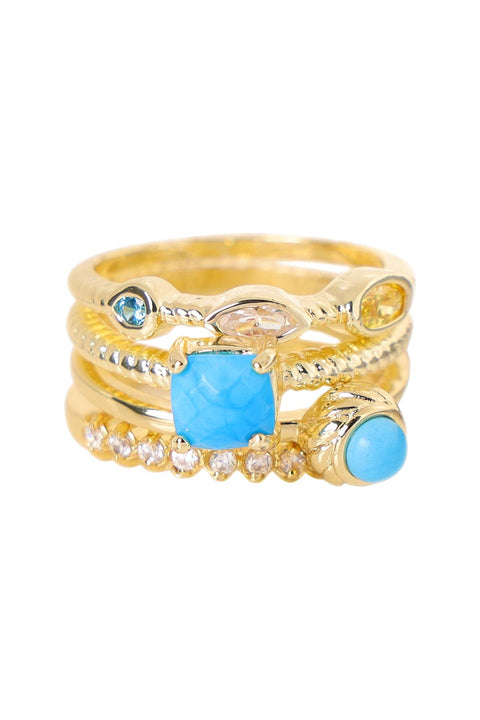 Turquoise & CZ Stack Ring Set - GF