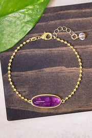 Amethyst Beaded Charm Bracelet - GF