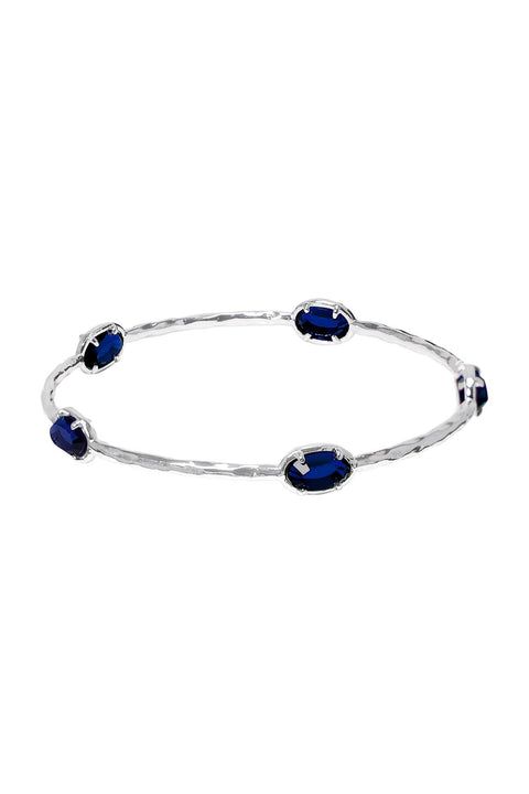 London Blue Crystal Bangle Station Bracelet - SF