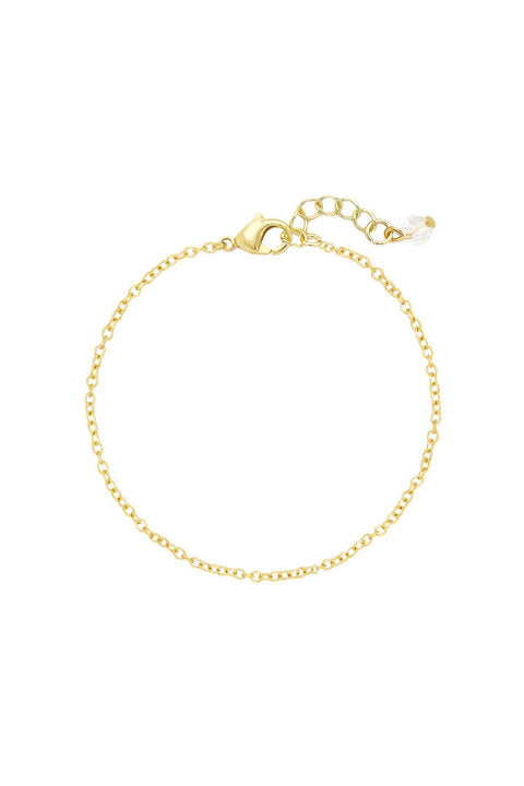 14k Gold Plated 2mm Cable Chain Bracelet - GP