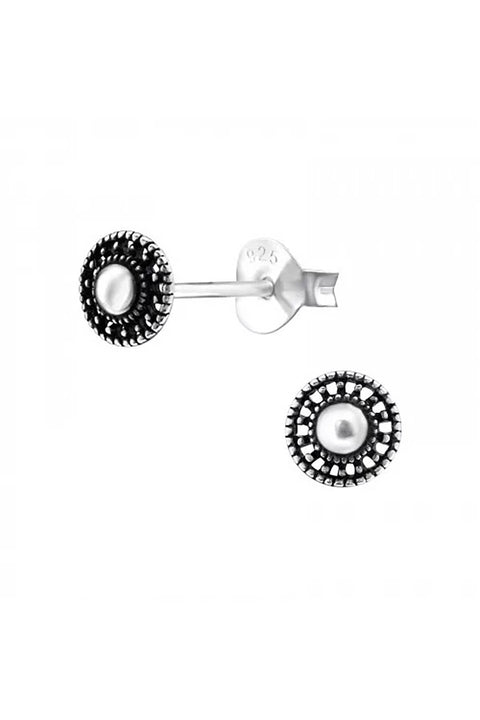 Sterling Silver Round Ear Studs - SS