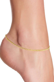 14k Gold Plated 2mm Stacatto Chain Anklet - GP