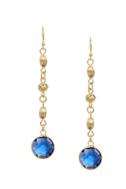 London Blue Crystal Drop Earrings In Gold - GF