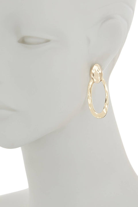 Irregular Oval Hanging Post Earrings - GF