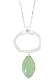 Green Murano Glass & Freeform Pendant Necklace - SF