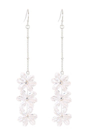 Clear Austrian Crystal Flower Bloom Drop Earrings - SF