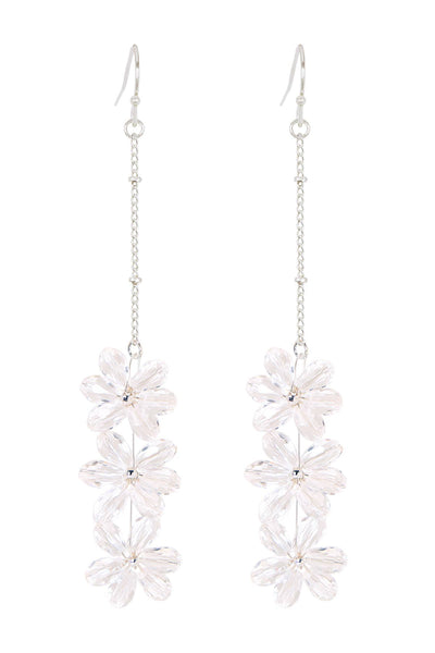 Clear Austrian Crystal Flower Bloom Drop Earrings - SF