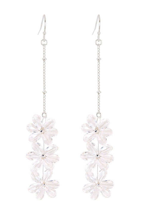 Clear Austrian Crystal Flower Bloom Drop Earrings - SF