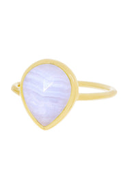 Blue Lace Agate Teardrop Ring - GF