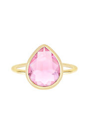 Pink Crystal Teardrop Ring - GF