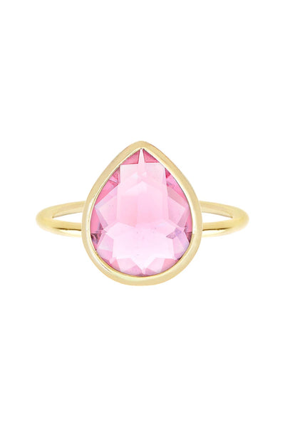 Pink Crystal Teardrop Ring - GF