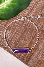 Amethyst Beaded Charm Bracelet - SF