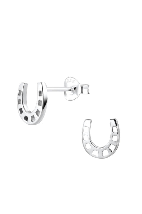 Sterling Silver Horseshoe Stud Earrings - SS