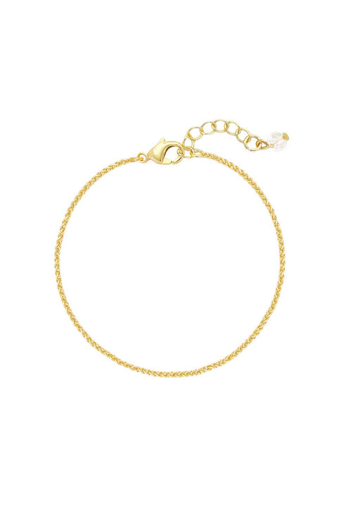 14k Gold Plated 1.5mm Wheat Chain Bracelet - GP