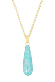 Amazonite Pear Cut Pendant Necklace - GF