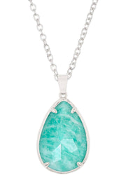 Amazonite Pear Cut Pendant Necklace - SF