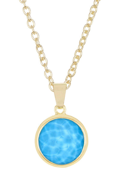 Turquoise Quartz Round Pendant Necklace - GF