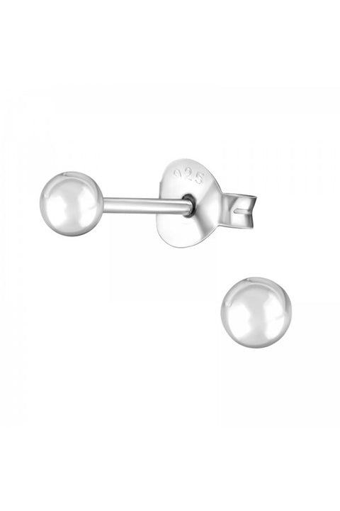 Sterling Silver Ball 3mm Ear Studs - SS