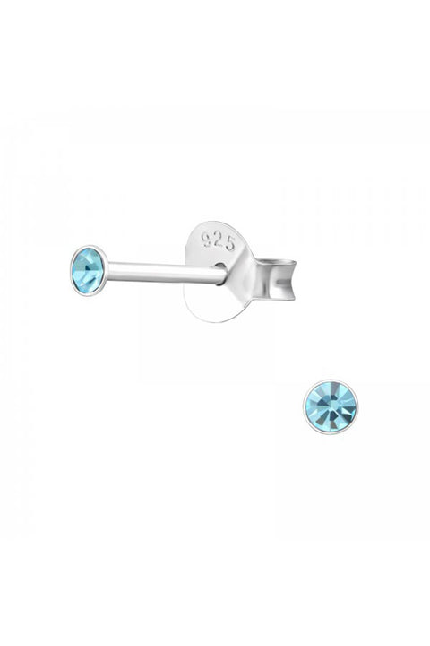 Sterling Silver Round 2mm Ear Studs With Crystals - SS