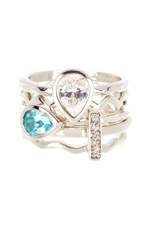 Cubic Zirconia Stack Ring Set - SF