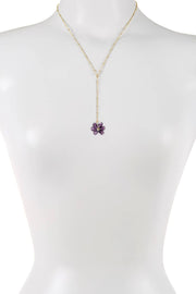 Lavender Austrian Crystal Flower Bloom Y Necklace - GF