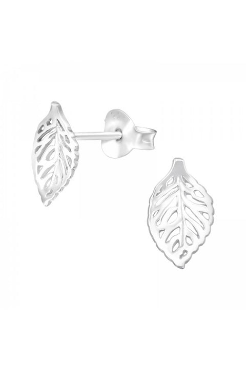 Sterling Silver Leaf Ear Studs - SS