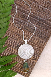 Mixed Jasper & Swirl Disc Pendant Necklace - SF