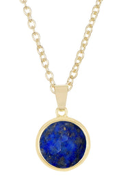 Lapis Round Pendant Necklace - GF