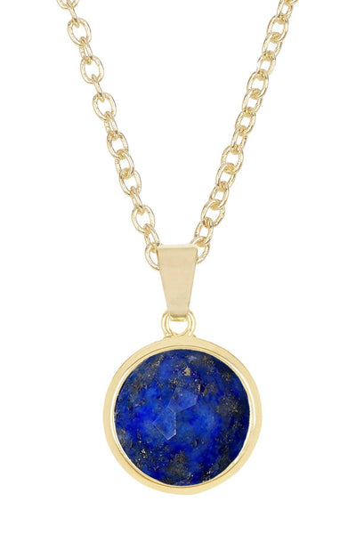 Lapis Round Pendant Necklace - GF