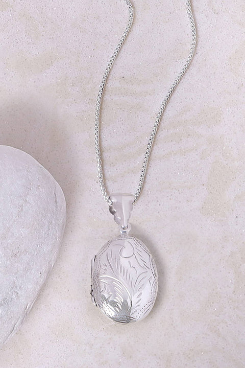 Sterling Silver Photo Locket Pendant Necklace - SS