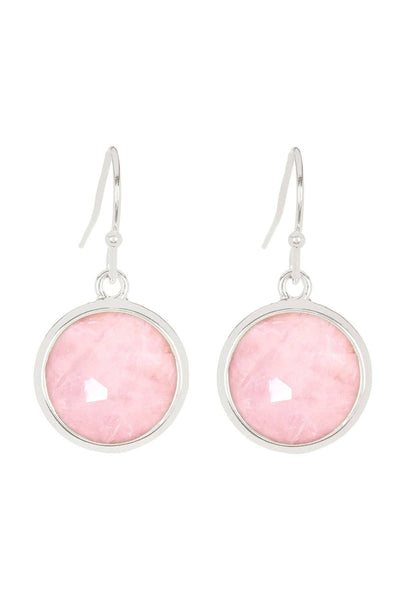 Rose Quartz Round Earrings - SF