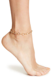 Crystal Quartz 8mm Briolette Anklet - GF