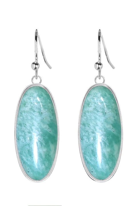 Amazonite Oval Drop Earrings - SF