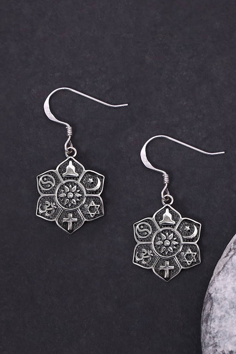 Sterling Silver Coexist Harmony Lotus Earrings - SS