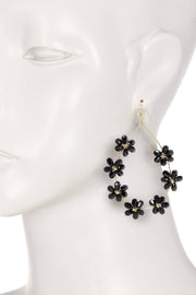 Black Austrian Crystal Flower Bloom Statement Earrings - GF