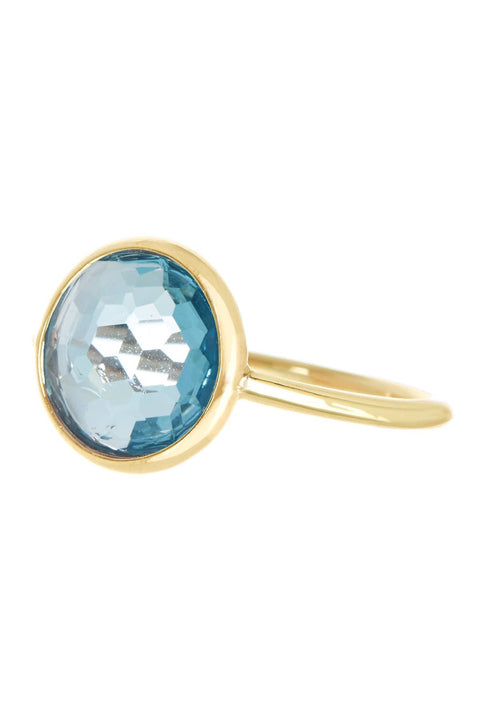 Sky Blue Crystal Round Ring - GF