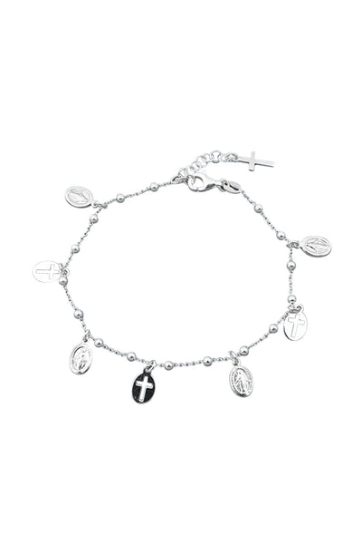 Sterling Silver Rosary Charm Bracelet - SS