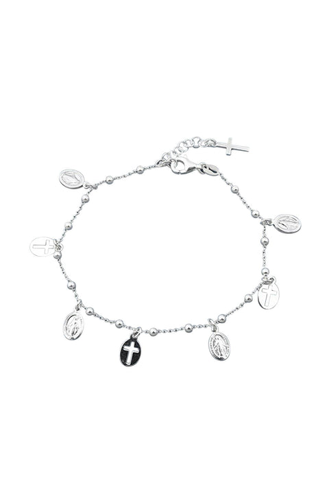 Sterling Silver Rosary Charm Bracelet - SS