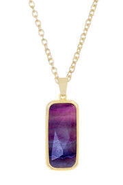 Amethyst Rectangle Pendant Necklace - GF