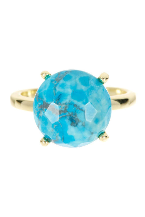 Stabilized Turquoise Prong Set Round Ring - GF