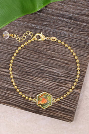 Unakite Beaded Charm Bracelet - GF