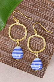 Blue Murano Glass & Freeform Drop Earrings - GF